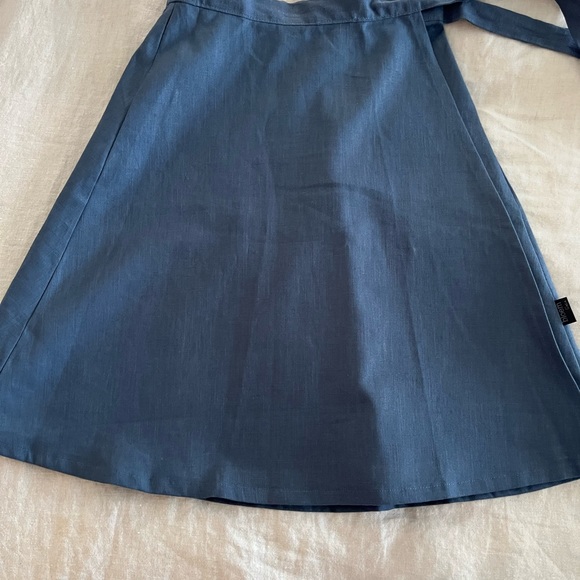 (S) Linen Wrap Skirt, Knee Length Circle Skirt - Picture 11 of 12